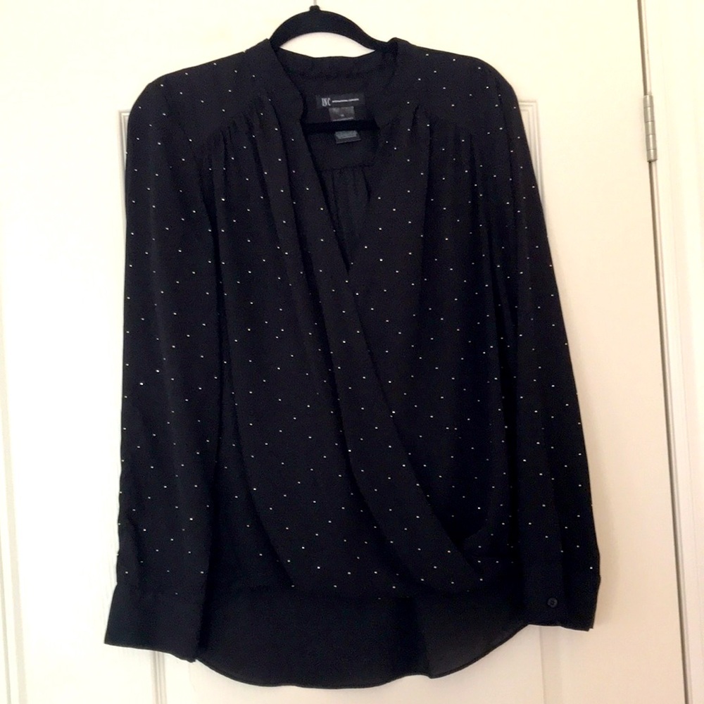 Macy’s, Ladies, Black & Gold Embellished Blouse. Size 14. NEW